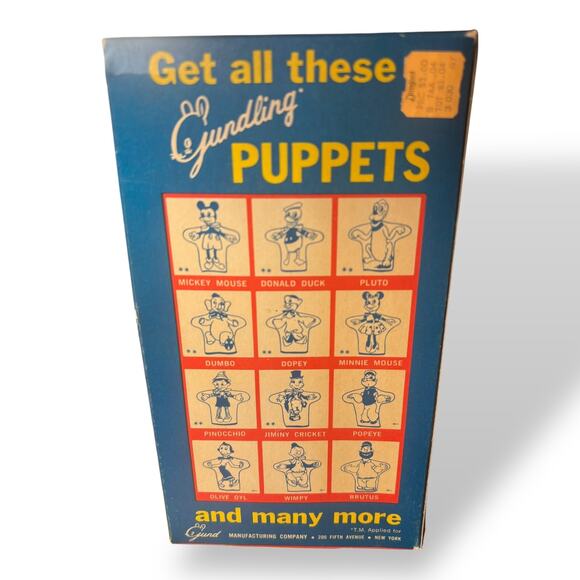 Vintage 1950s Walt Disney Pinocchio Hand Puppet by Gundling  with Original Box - Picture 3 of 7